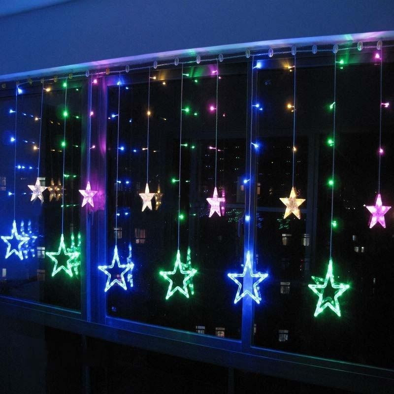 Instalatie Craciun - perdea luminoasa ploaie 12
