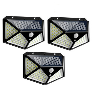 Set 3 x Lampa 100 LED cu panou solar, senzor de