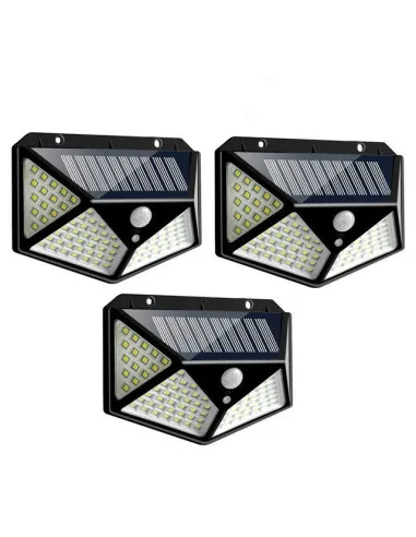 Set 3 x Lampa 100 LED cu panou solar, senzor de