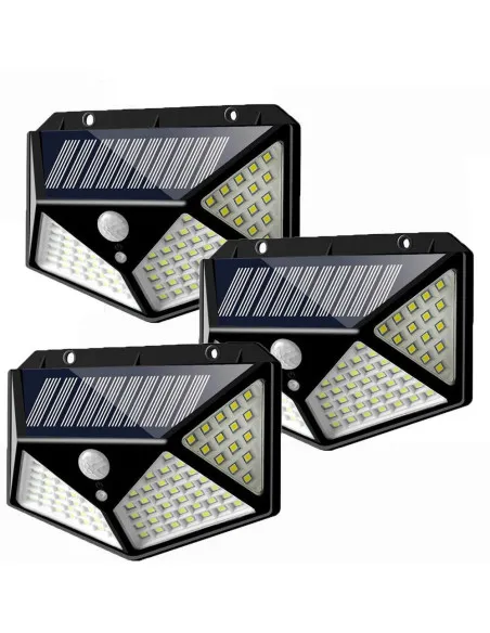 Set 3 x Lampa 100 LED cu panou solar, senzor de