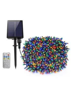 Instalatie 1000 LED cu panou solar mare, 100 M, pentru exterior, model 2024