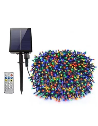 Instalatie 1000 LED cu panou solar mare, 100 M, pentru exterior, model 2024