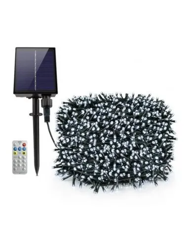 Instalatie 1000 LED cu panou solar mare, 100 M, pentru exterior, model 2024
