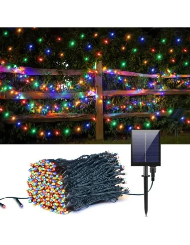 Instalatie 1000 LED cu panou solar mare, 100 M, pentru exterior, model 2024