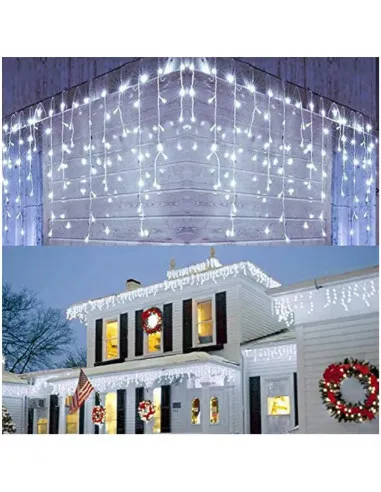 Set 40M instalatii tip franjuri, 2x20 m, interconectabile, 1000 LED-uri tip turturi/franjuri, Craciun, diverse culori
