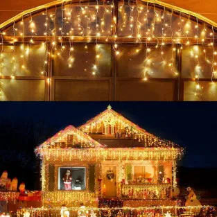 Set 40M instalatii tip franjuri, 2x20 m, interconectabile, 1000 LED-uri tip turturi/franjuri, Craciun, diverse culori 2