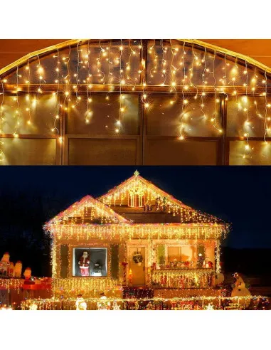 Set 40M instalatii tip franjuri, 2x20 m, interconectabile, 1000 LED-uri tip turturi/franjuri, Craciun, diverse culori
