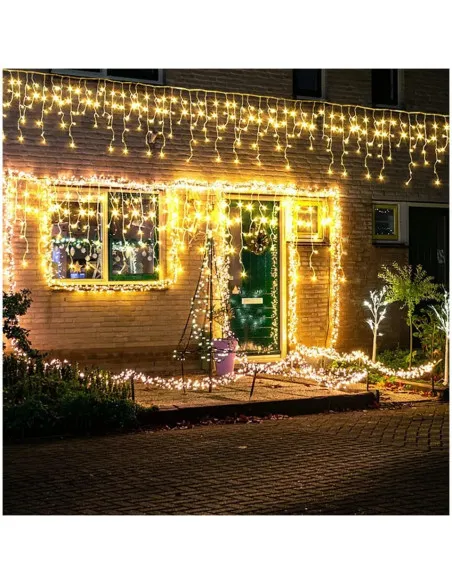 Set 40M instalatii tip franjuri, 2x20 m, interconectabile, 1000 LED-uri tip turturi/franjuri, Craciun, diverse culori
