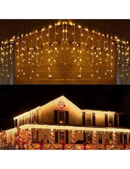 Set 40M instalatii tip franjuri, 2x20 m, interconectabile, 1000 LED-uri tip turturi/franjuri, Craciun, diverse culori
