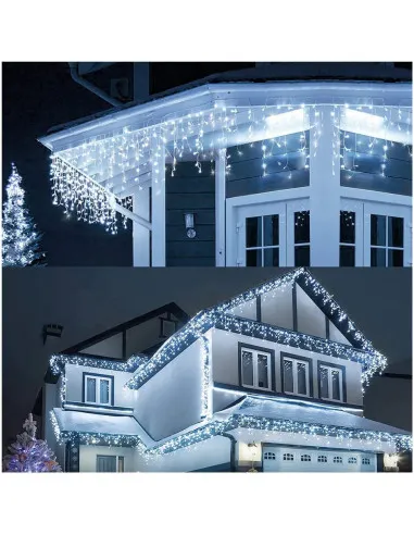Set 40M instalatii tip franjuri, 2x20 m, interconectabile, 1000 LED-uri tip turturi/franjuri, Craciun, diverse culori