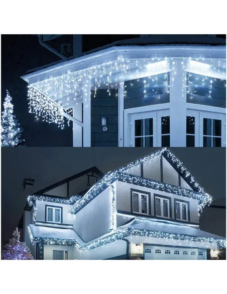 Set 40M instalatii tip franjuri, 2x20 m, interconectabile, 1000 LED-uri tip turturi/franjuri, Craciun, diverse culori