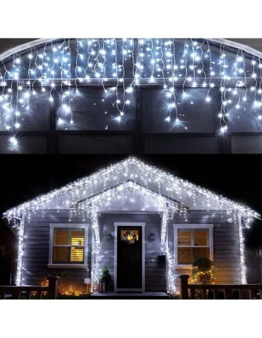 Set 40M instalatii tip franjuri, 2x20 m, interconectabile, 1000 LED-uri tip turturi/franjuri, Craciun, diverse culori