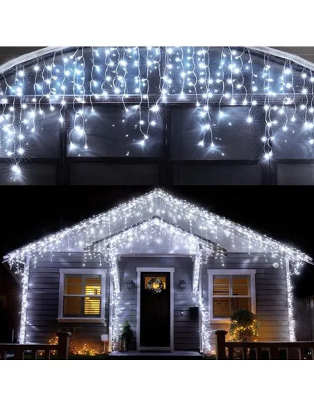 Set 40M instalatii tip franjuri, 2x20 m, interconectabile, 1000 LED-uri tip turturi/franjuri, Craciun, diverse culori