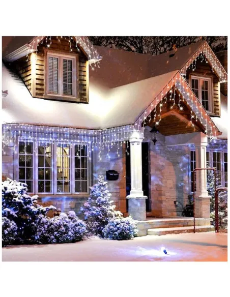 Set 40M instalatii tip franjuri, 2x20 m, interconectabile, 1000 LED-uri tip turturi/franjuri, Craciun, diverse culori