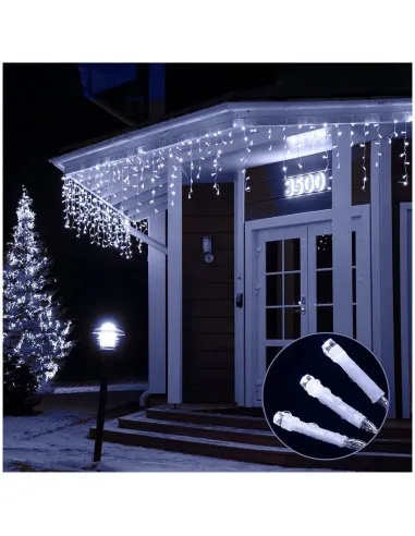 Set 40M instalatii tip franjuri, 2x20 m, interconectabile, 1000 LED-uri tip turturi/franjuri, Craciun, diverse culori