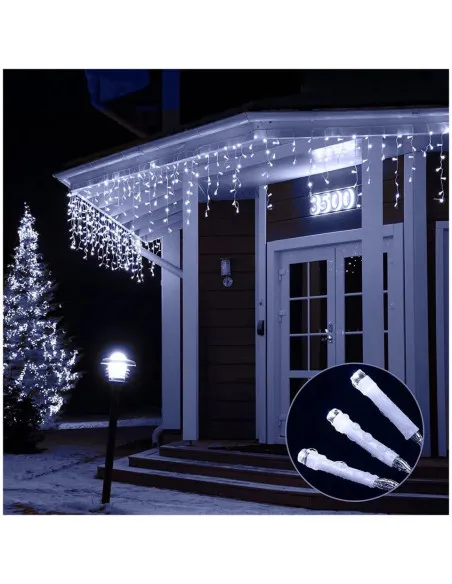 Set 40M instalatii tip franjuri, 2x20 m, interconectabile, 1000 LED-uri tip turturi/franjuri, Craciun, diverse culori