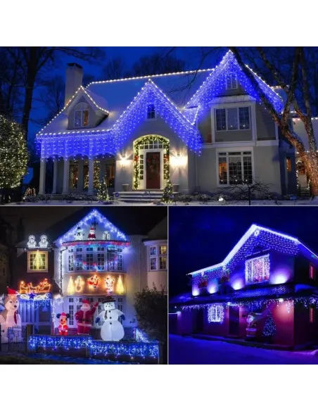 Set 40M instalatii tip franjuri, 2x20 m, interconectabile, 1000 LED-uri tip turturi/franjuri, Craciun, diverse culori