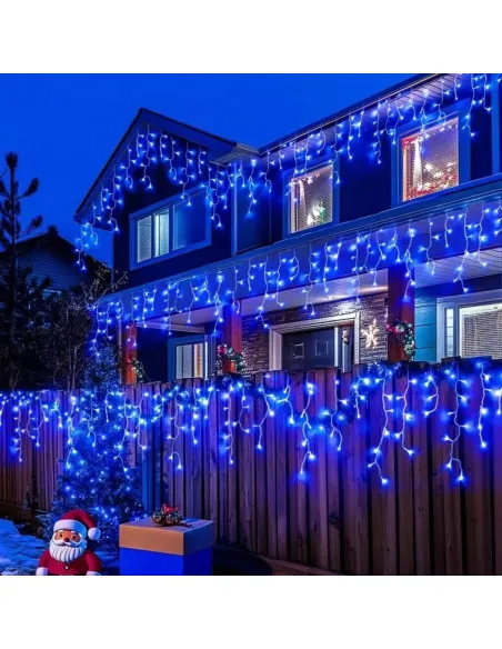 Set 40M instalatii tip franjuri, 2x20 m, interconectabile, 1000 LED-uri tip turturi/franjuri, Craciun, diverse culori
