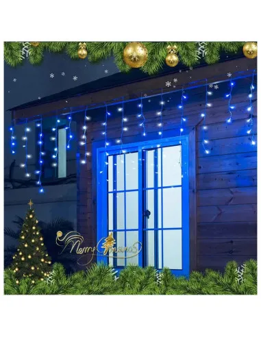 Set 40M instalatii tip franjuri, 2x20 m, interconectabile, 1000 LED-uri tip turturi/franjuri, Craciun, diverse culori