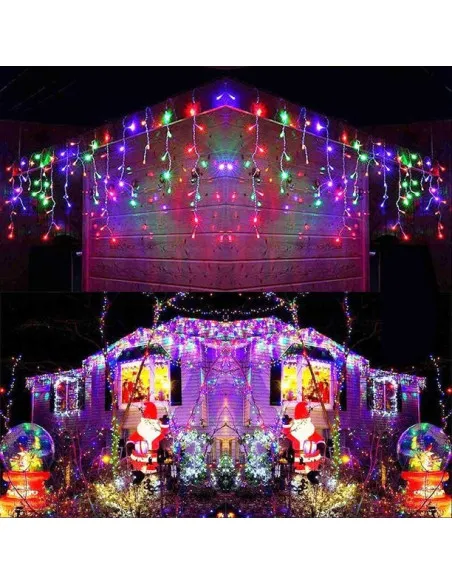 Set 40M instalatii tip franjuri, 2x20 m, interconectabile, 1000 LED-uri tip turturi/franjuri, Craciun, diverse culori