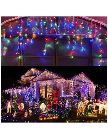 Set 40M instalatii tip franjuri, 2x20 m, interconectabile, 1000 LED-uri tip turturi/franjuri, Craciun, diverse culori
