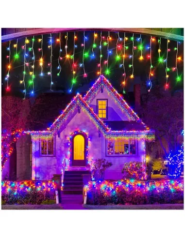 Set 40M instalatii tip franjuri, 2x20 m, interconectabile, 1000 LED-uri tip turturi/franjuri, Craciun, diverse culori
