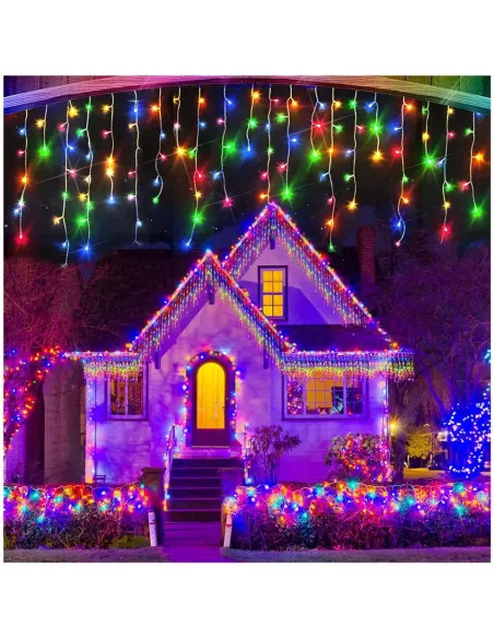 Set 40M instalatii tip franjuri, 2x20 m, interconectabile, 1000 LED-uri tip turturi/franjuri, Craciun, diverse culori
