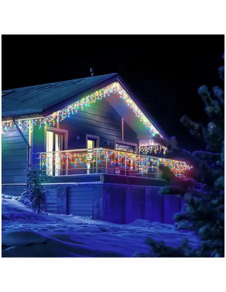 Set 40M instalatii tip franjuri, 2x20 m, interconectabile, 1000 LED-uri tip turturi/franjuri, Craciun, diverse culori