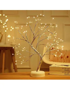 Bonsai artifical argintiu , incarcare USB si Baterii AAA ,108 led-uri alb cald