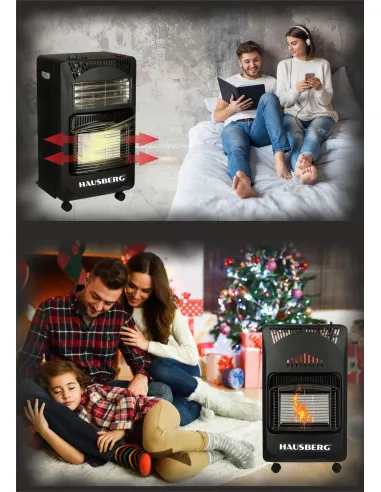 Soba pe Gaz GPL Hausberg HB-1021NG, 4.2 kW, 3 Trepte, Plăci Ceramice, Aprindere Piezoelectrică, Siguranță Automată, Sistem Mobil