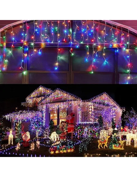 Instalatie 12m, SOLARA franjuri, turturi ingali, 300 led-uri, diverse culori