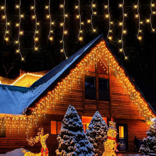 Instalație premium tip turturi cu flash, 50m, 900 LED, interconectabilă, fir alb – Exterior & Interior 2