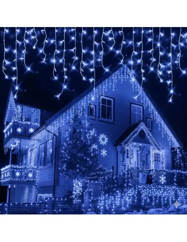 Instalație premium tip turturi cu flash, 50m, 900 LED, interconectabilă, fir alb – Exterior & Interior