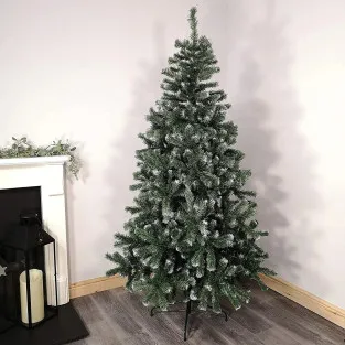 Brad artificial verde cu varfuri albe, 180 cm cu 580 ramuri si suport metalic 2