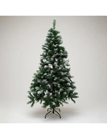 Brad artificial verde cu varfuri albe, 180 cm cu 580 ramuri si suport metalic
