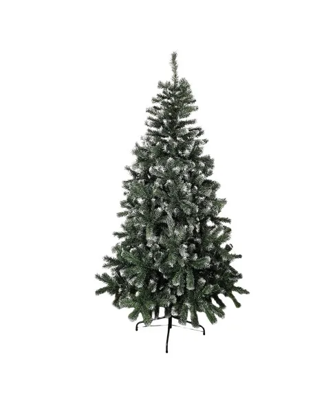 Brad artificial verde cu varfuri albe, 180 cm cu 580 ramuri si suport metalic