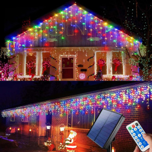 Instalatie Solara franjuri, turturi ingali, lungime12m , 300 led-uri, diverse culori 2