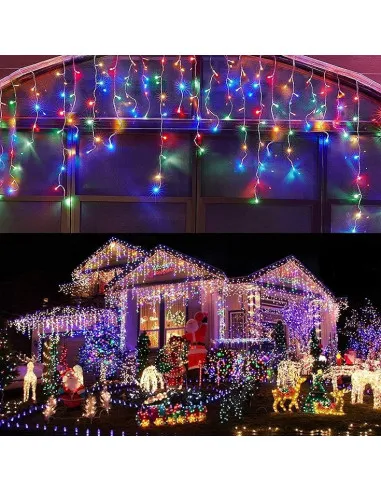 Instalatie Solara franjuri, turturi ingali, lungime12m , 300 led-uri, diverse culori