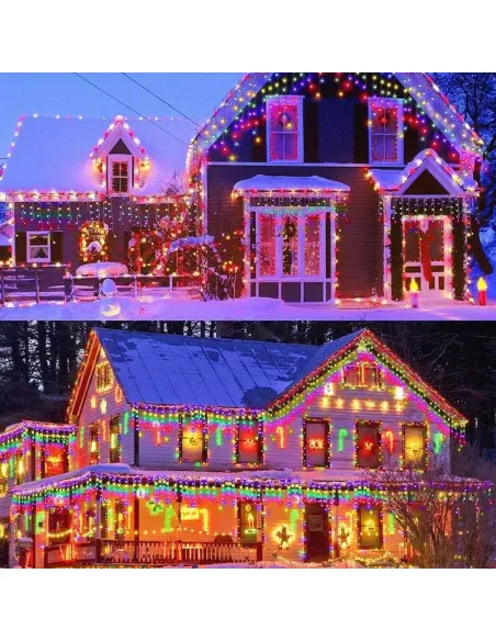Instalatie turturi pentru Craciun, Flash, Fir Alb, Led, IP44, Interconectabila, Perdea, Franjuri