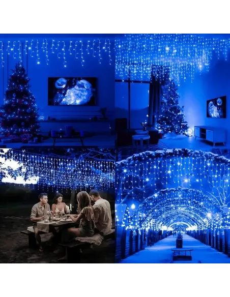 Instalatie turturi pentru Craciun, Flash, Fir Alb, Led, IP44, Interconectabila, Perdea, Franjuri
