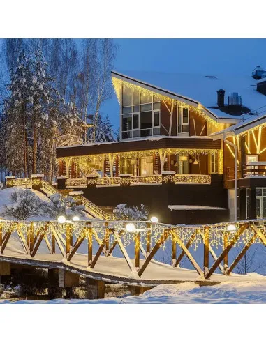 Instalatie turturi 50m, 1000 Led-uri, pentru Craciun, Flash, Fir Alb, Led, IP44, Interconectabila, Perdea, Franjuri