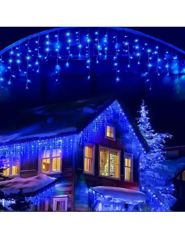 Instalatie turturi 50m, 1000 Led-uri, pentru Craciun, Flash, Fir Alb, Led, IP44, Interconectabila, Perdea, Franjuri