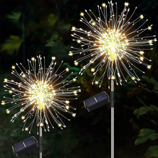 Set 2 x Lampa Solara Artificii cu Suport Metalic