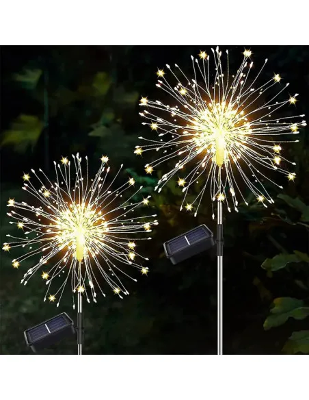 Set 2 x Lampa Solara Artificii cu Suport Metalic