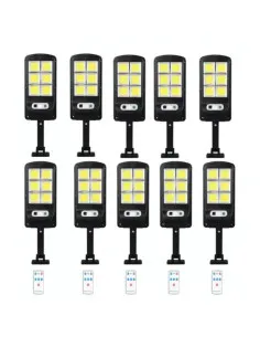 Set 10 x Lampa solara 8 celule, cu incarcare solara, 100W, 160 LED-uri COB, telecomanda