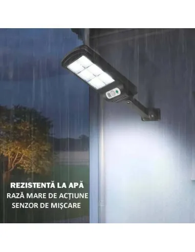 Set 10 x Lampa solara 8 celule, cu incarcare solara, 100W, 160 LED-uri COB, telecomanda