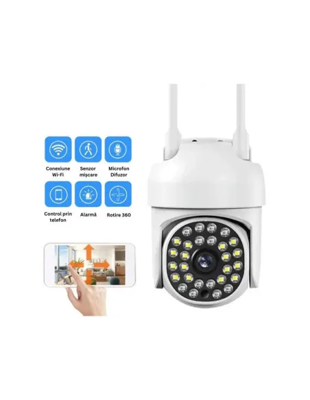 Set 2 Camere IP 360° WiFi JT-8161QJ cu 4 Carduri 32GB | Live & Noapte