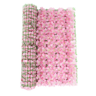 Gard artificial cu flori 100x100 cm, alb