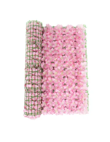 Gard artificial cu flori 100x100 cm, alb