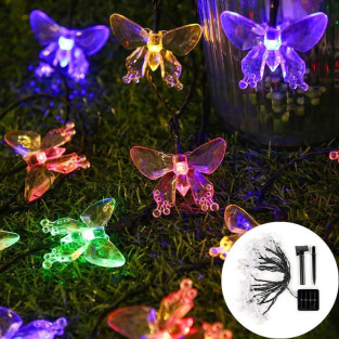Instalatie solara 50 LED fluturi Fairy, multicolor